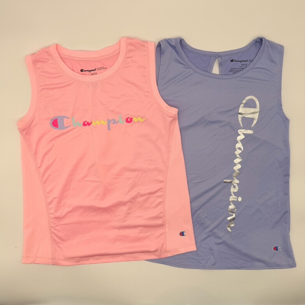 Set Of 2 Girls Champion Athletic Tank Tops Size L 10/12